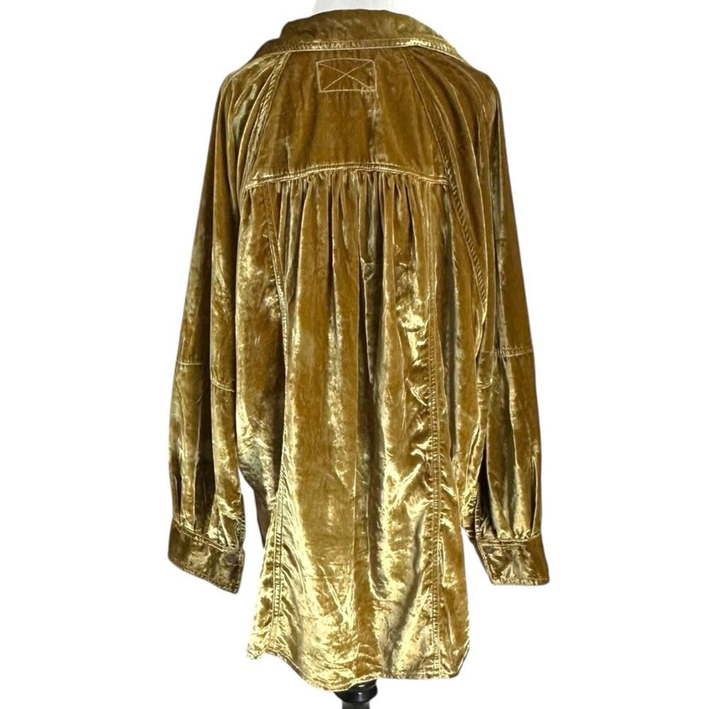 Free People Night Skies Velvet Top Golden Brown Size Medium Retro 70s Bohemian - Picture 9 of 13